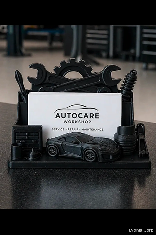 Garage-Themed Business Card Holder – Automotive Desk Organizer