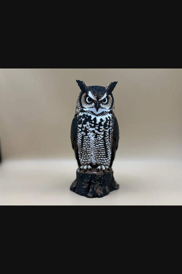 3D printed outdoor Horned Owl Statue